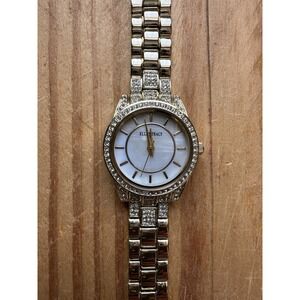 Ellen‎ Tracy Quartz Gold Color with Crystal Ladies Watch ET5384GD NEW BATTERY